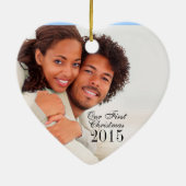 ペイズリーデラックスシアーハート初めてのクリスマス|ティール（緑がかった色） セラミックオーナメント (裏面)