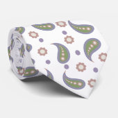 ペイズリードットフラワーグリーンピンクパープルパターン ネクタイ (ロール)