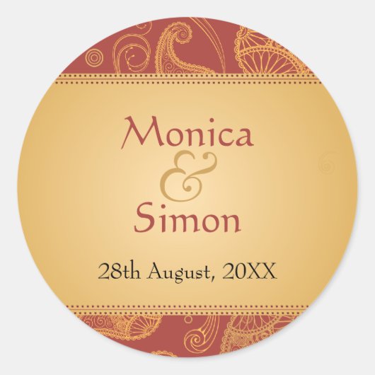 ペイズリード結婚リームズステッカー ラウンドシール (正面)