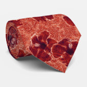 ペイズリーハイビスカスハワイアンレトロ両面印刷 ネクタイ (ロール)