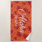 ペイズリーハイビスカスヴィンテージサイケデリックフローラ ビーチタオル (正面)