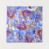 ペイズリーハンドクラフト:水彩背景アジア タペストリー (正面(横))