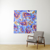 ペイズリーハンドクラフト:水彩背景アジア タペストリー (インサイチュ(横))