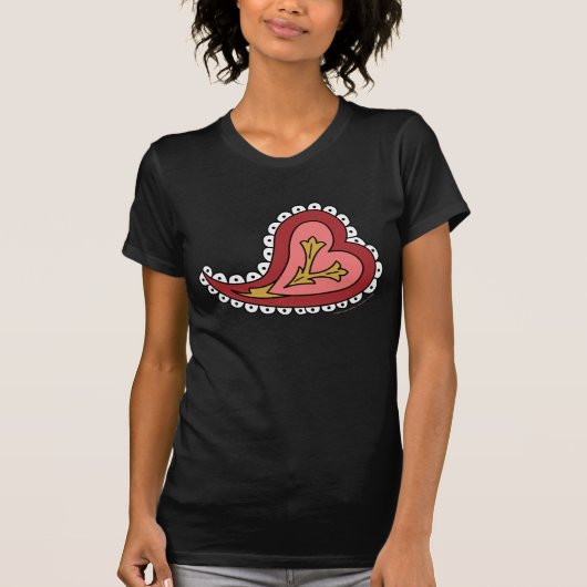 ペイズリーハートウィメンズダークシャツ Tシャツ (正面)