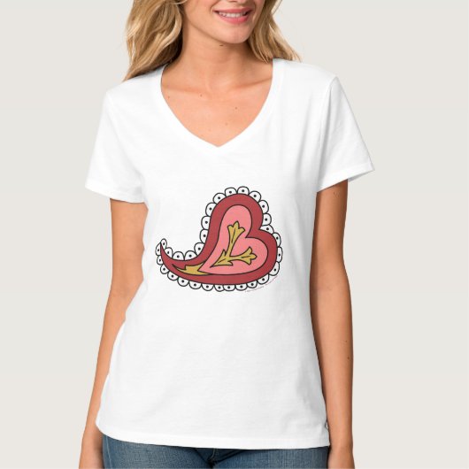 ペイズリーハートレディースライトシャツ Tシャツ (正面)