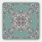 ペイズリーバンダナプリント:シルクネックスカーフ スクエアシール (正面)