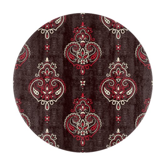 ペイズリーバンダナ：ボホヴィンテージプリント。 カッティングボード (正面)