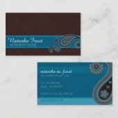 ペイズリーパターかわいらしン可愛いターコイズティール(緑がかった色) 名刺 (正面/裏面)