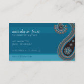 ペイズリーパターかわいらしン可愛いターコイズティール(緑がかった色) 名刺 (裏面)