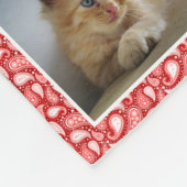 ペイズリーパターカスタムンレッド12ファミリーフォトコラージュ フリースブランケット (角)