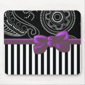 ペイズリーパターストライプン、、線、白黒 マウスパッド (正面)