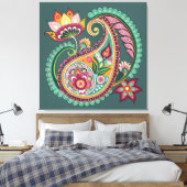 ペイズリーパターニング キャンバスプリント (インサイチュ (寝室))