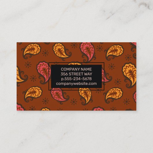 ペイズリーパターンの背景 名刺 (裏面)