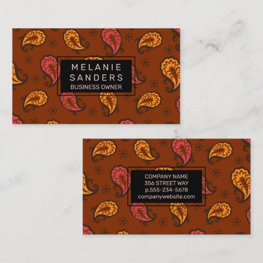 ペイズリーパターンの背景 名刺 (正面/裏面)