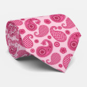 ペイズリーパターンパステルコーラルピンクと明るい赤紫色 ネクタイ (ロール)