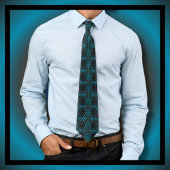 ペイズリーパターンブルーブラウンブラック ネクタイ