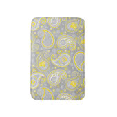 ペイズリーパターン黄色とグレーエレガント バスマット (正面縦)