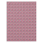 ペイズリーパターン、グレーの濃淡のピンク テーブルクロス (正面)