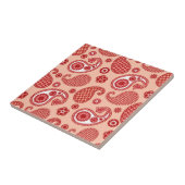 ペイズリーパターン、コーラルオレンジの色合い タイル (側面)