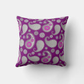 ペイズリーパターン、シルバーグレー/グレーオン深い紫 クッション (裏面)