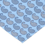 ペイズリーパターン、スカイブルー、ネイビー、ホワイト ショートテーブルランナー (コーナー)