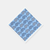 ペイズリーパターン、スカイブルー、ネイビー、ホワイト スタンダードカクテルナプキン (角)