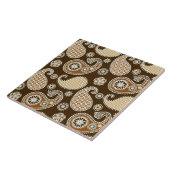 ペイズリーパターン、チョコレートブラウン、タン タイル (側面)