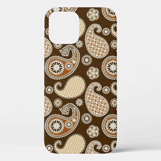 ペイズリーパターン、チョコレートブラウン、タン Case-Mate iPhoneケース (裏面)
