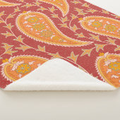 ペイズリーパターン。トルコのキュウリ。マルーンオレンジc シェルパブランケット (3/4)