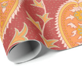 ペイズリーパターン。トルコのキュウリ。マルーンオレンジc ラッピングペーパー (ロールコーナー)