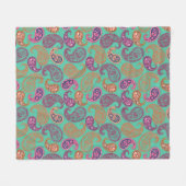 ペイズリーパターン フリースブランケット (正面(横))