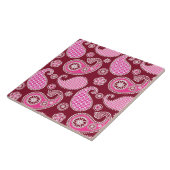 ペイズリーパターン、ブルゴーニュ、ピンクと白 タイル (側面)