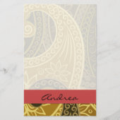 ペイズリーパターン，ペルシャペイズリー，ボテ，あなたの名前 便箋 (正面)