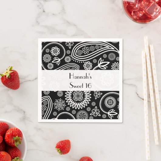 ペイズリーパターン、ペルシャペイズリー、ボート、甘い16 スタンダードカクテルナプキン (インサイチュ)