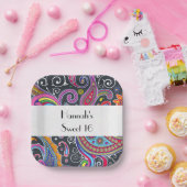 ペイズリーパターン、ペルシャペイズリー、ボート、甘い16 ペーパープレート (パーティー)