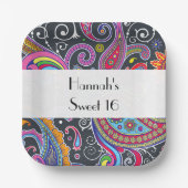 ペイズリーパターン、ペルシャペイズリー、ボート、甘い16 ペーパープレート (正面)