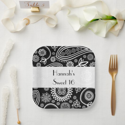 ペイズリーパターン、ペルシャペイズリー、ボート、甘い16 ペーパープレート (ウェディング)