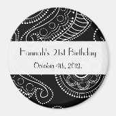 ペイズリーパターン、ペルシャペイズリー、ボート、誕生日 マグネット (正面)