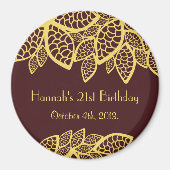 ペイズリーパターン、ペルシャペイズリー、ボート、誕生日 マグネット (正面)