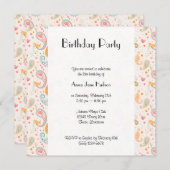 ペイズリーパターン、ペルシャペイズリー、ボート、誕生日 招待状 (正面/裏面)