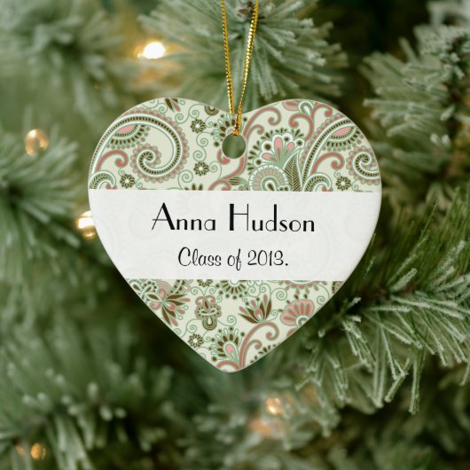 ペイズリーパターン、ペルシャペイズリー、卒業 セラミックオーナメント (ツリー)