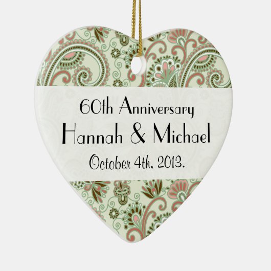 ペイズリーパターン、ペルシャペイズリー、記念日 セラミックオーナメント (右)