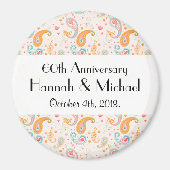 ペイズリーパターン、ペルシャペイズリー、記念日 マグネット (正面)