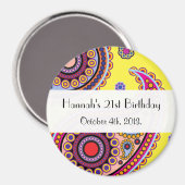 ペイズリーパターン、ペルシャペイズリー、誕生日パーティー マグネット (正面/裏面)