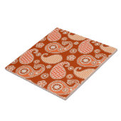 ペイズリーパターン、マンダリンオレンジとホワイト タイル (側面)