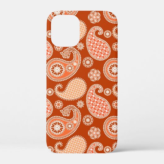 ペイズリーパターン、マンダリンオレンジとホワイト Case-Mate iPhoneケース (裏面)
