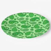 ペイズリーパターン、ライム、エメラルドグリーン ペーパープレート (アングル)