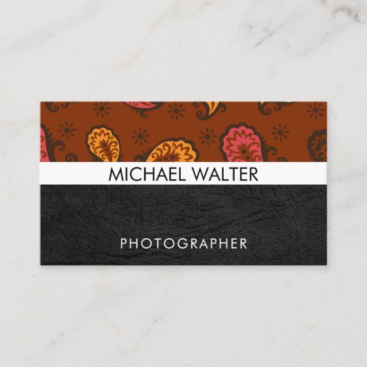 ペイズリーパターン |レザー 名刺 (正面)