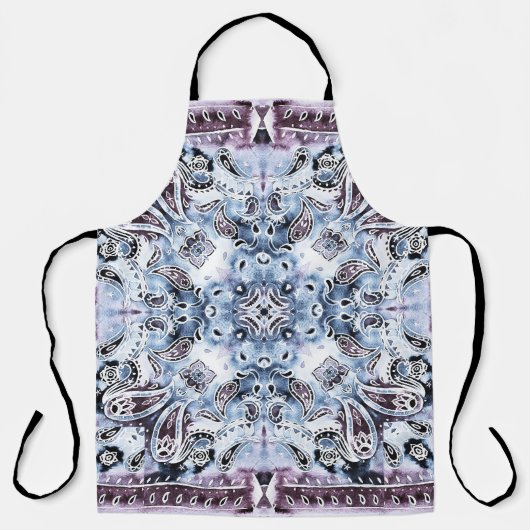 ペイズリーパターン：水彩手描きショールdesi エプロン (正面)