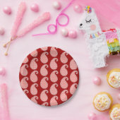 ペイズリーパターン、深い 赤と白 ペーパープレート (パーティー)
